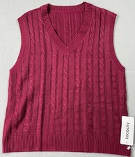 LOCACHY  Burgandy Cable Knit Sweater Vest, New with Tags