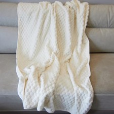 Water Resistant Blanket for Bed Couch Sofa, 40"x60" Snow White/Bright White