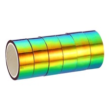 6pcs 15mmx5m Holographic Tape Adhesive Metallic Foil Masking Sticker, Purple