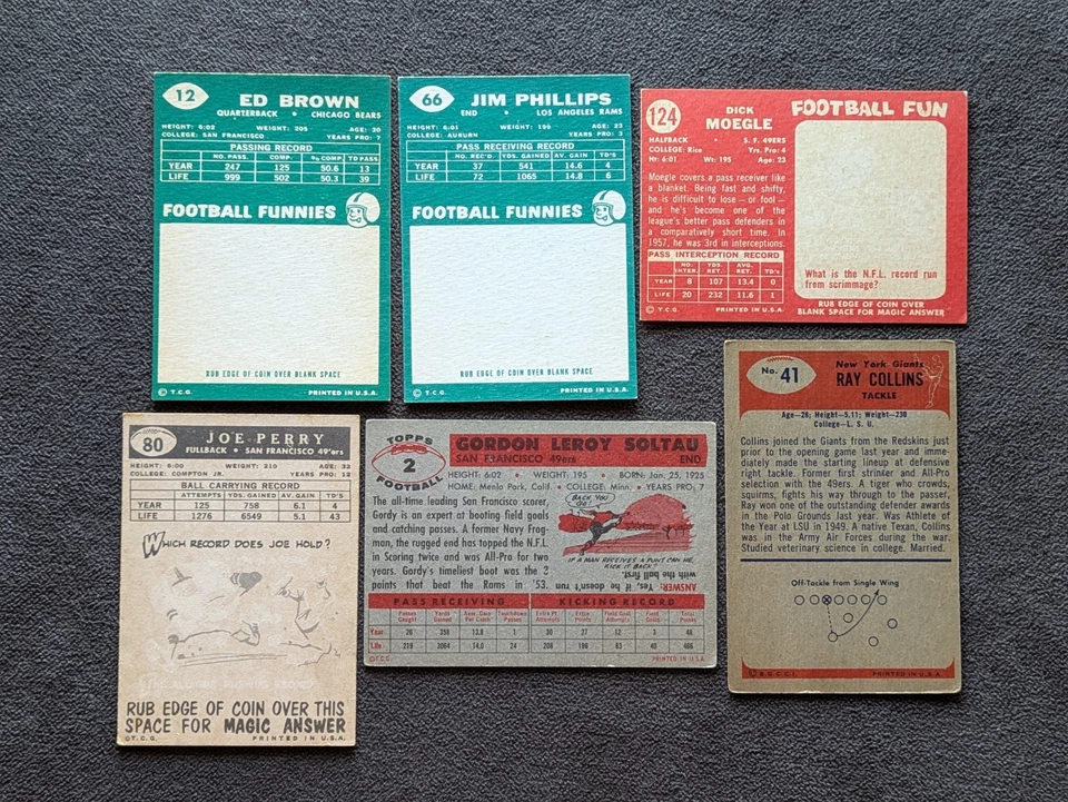 Lote de 6 - Tarjetas de fútbol americano NFL vintage años 50 60 Foto 2 de 4
