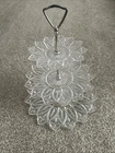 Federal Glass Petal Pattern 3 Tier Clear Plates Serving Tray Handle Vtg