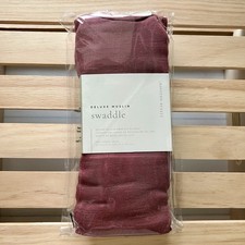 NIB Little Unicorn Dusty Maroon Deluxe Bamboo Muslin Swaddle Blanket 47"x47"