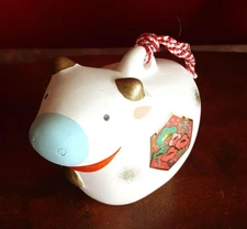 Clay Cow Bell Zodiac Ornament 8cm  Duty Paid or Reimbursed
