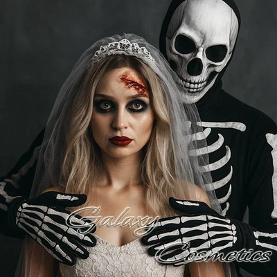 HENBRANDT Halloween Skeleton Gloves Fancy Dress Bone Costume Accessory Children & Adult