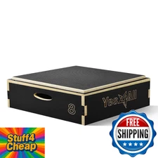 Yes4All 3-in-1 Wooden Plyo Box: Jump Training, Plyometric Platform for Exercise