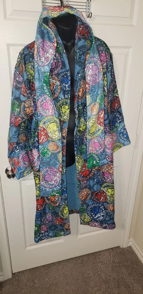 NWT Versace Multicolor-Blu Size X Large Cotton Terry Bathrobe ZACP00008 - Image 3 of 4