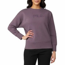 FILA Womens French Terry Crewneck Sweatshirt in Purple Size L