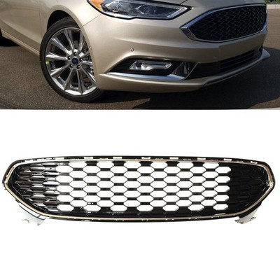 Front Upper Grille Honeycomb Glossy Black Chrome 13-16 Ford Fusion DS7Z8200BA