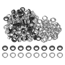 100 Set Round Grommets 6mm Hole Metal Eyelets with Washers, Black