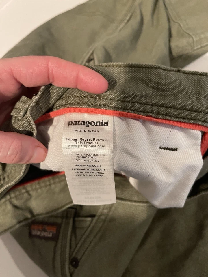 Pantalones de trabajo Patagonia Iron Forge cáñamo para hombre 30 lona verde doble rodilla 55780 Foto 4 de 4