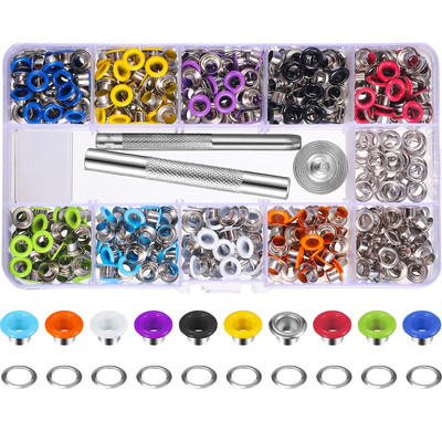 400 Sets 3/16 Inch Multi-Color Grommets Kit Metal Eyelets with Installation T...