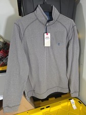 Izod Saltwater Men s Gray 1/4 Quarter Zip Long Sleeve Pullover Sweater Size M