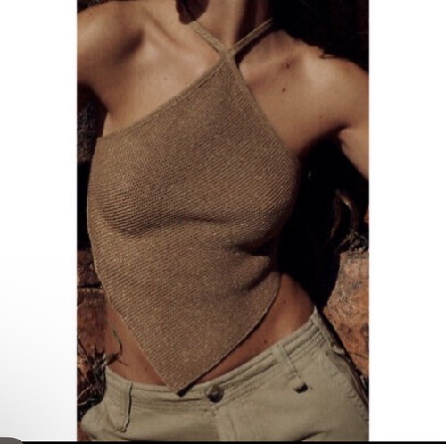 zara knit cream sleeveless halter Bandana Top Size S - Bild 1 von 7