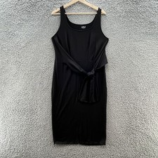 ABLE Dress Women Small Black Knit T Shirt Front Tie Sheath Tank Dress