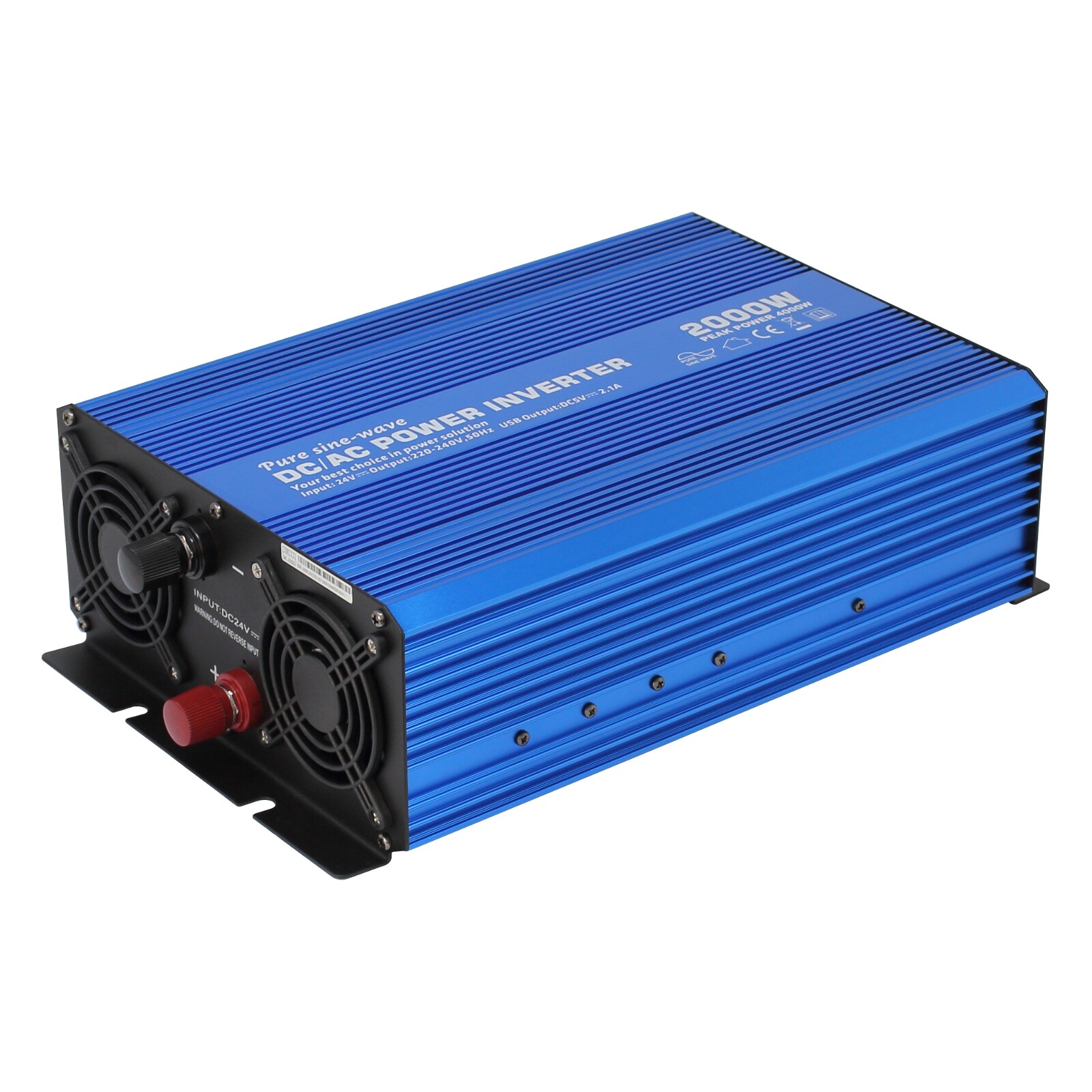 2000W 24V Pure Sine Wave Power Inverter for Solar, Backup, Offgrid