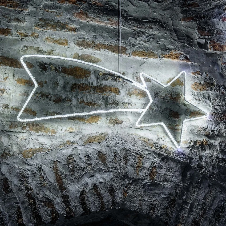 Stella Cometa Con Led Luce Bianca Fredda 80cm Decorazione Natale sus