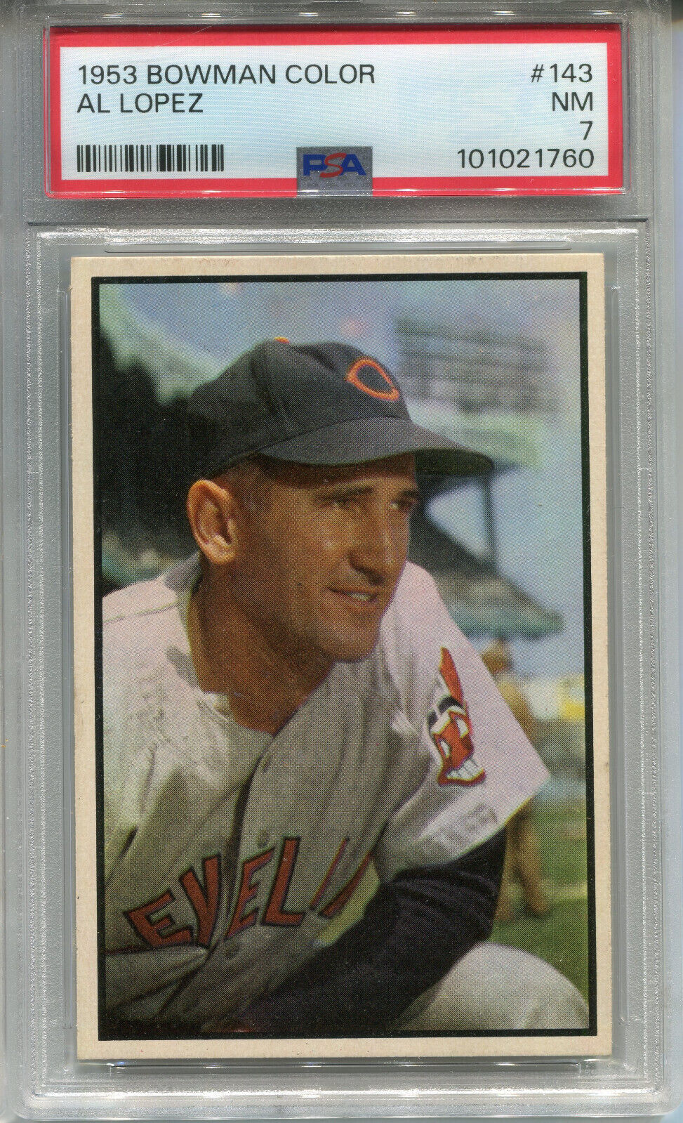 1953 Bowman Color #143 Al Lopez PSA 7 NM Cleveland Indians