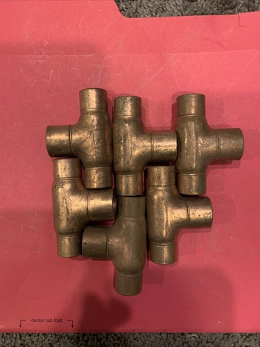 LOT OF 6 Refrigeration Bullhead Tee,Wrot Copper,5/8"x5/8"x3/4" Nominal NOS