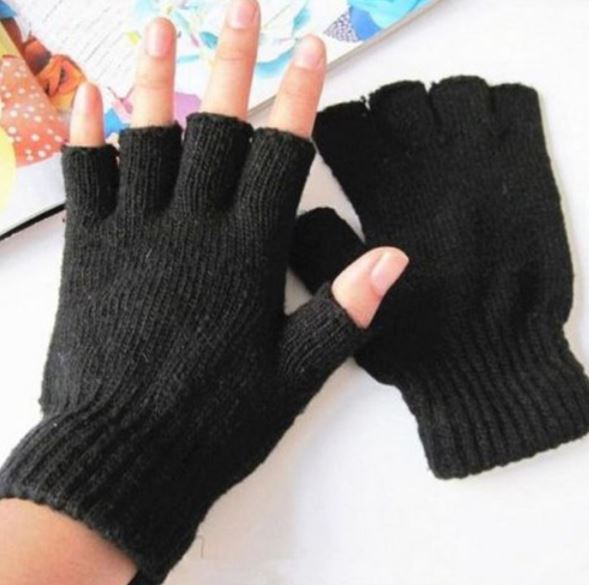 New Black Acrylic spandex Finger less Gloves Punk GOTH WARMER USA