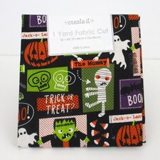 Halloween Pumpkin Mummy Ghost Skull Candy Patchwork 1 Yard Fabric Create It
