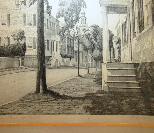 Ruth Haviland Sutton litografia d'epoca di Orange St, Nantucket elencato Nantucket - Foto 4 di 8