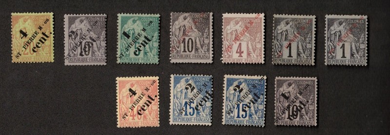 St. Pierre And Miquelon 1891 Mixed Lot of 11 Stamps