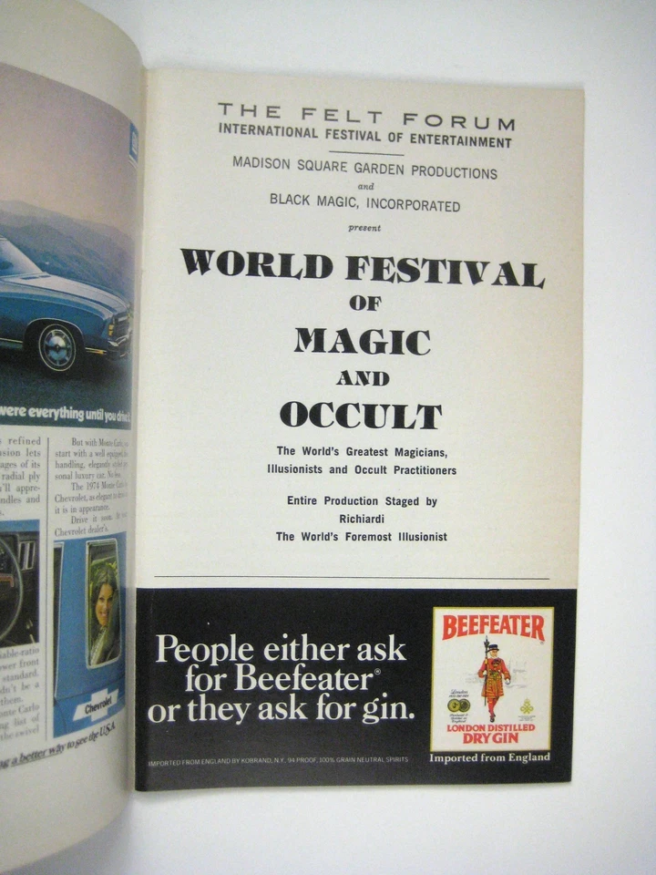 Festival Mundial Magic Occult Playbill 1973 Felt Forum Crozier Al Carthy Wilttohn Foto 3 de 4