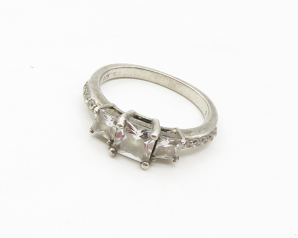 925 Sterling Silver Vintage Graduated Cubic Zirconia Band