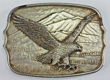 Vintage Engraved Soaring Eagle Hawk Belt Buckle 108570 Made in Hong Kong