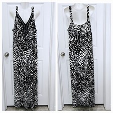 Lane Bryant Long Maxi Dress Size 18/20 Sleeveless Stretch Beaded Embellished