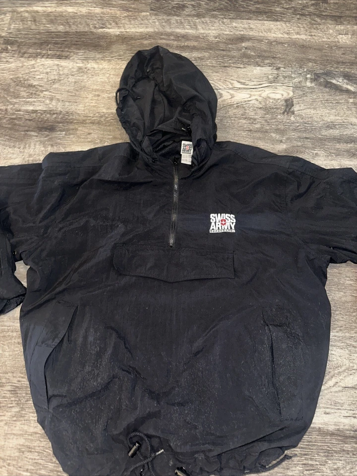 Cortavientos vintage Swiss Army Bands LTD para hombre negro talla XL Foto 2 de 4