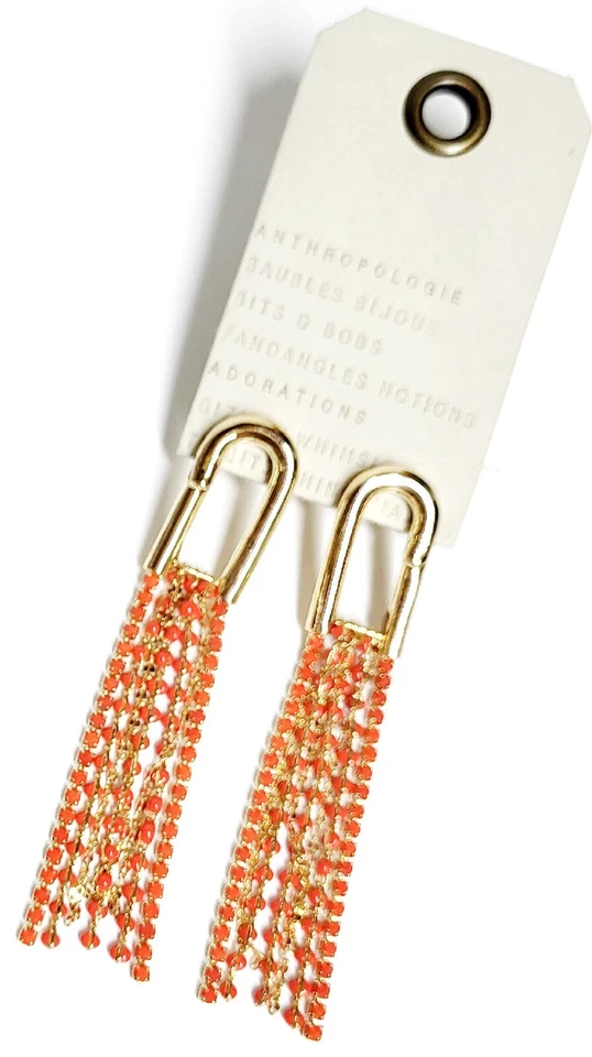 Anthropologie Crystal Beaded Chandelier Earring Red Rouge 14k Gold Plated NWT - Image 3 of 4