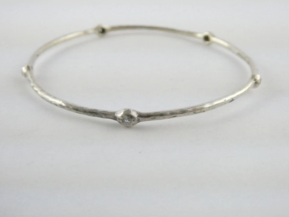 Brazalete Ippolita de plata esterlina polvo de estrellas diamante natural martillado 8 pulgadas Foto 3 de 4