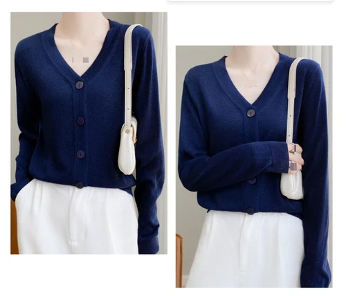 Faux Cashmere Button Front Long Sleeve Women's Cardigan Sweater Cardigan Jumpers - Picture 9 of 31