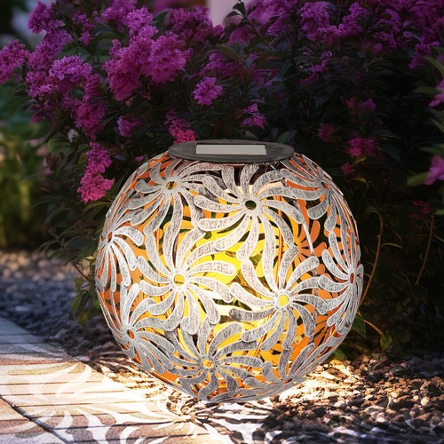 LED Solar Steck Leuchte silber grau Licht Effekt Garten Tisch Lampe Außen Deko - Imagen 7 de 12