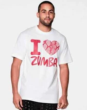 Zumba Kiss I Love Zumba Unisex Tee -1 Size Fits Most! ~ White ~ New! Free Ship!