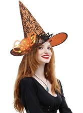 Halloween LED Lighted Orange Black Witch Hat