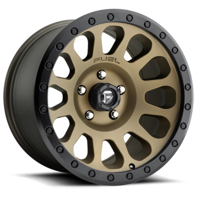 17x9 -12 Fuel 1PC D600 Vector 5x5.0 Matte Bronze Black Ring Wheels (Set of 4)