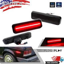 Smoked Lens Red LED Rear Side Marker Signal Lights For 1976-1980 Plymouth Volare