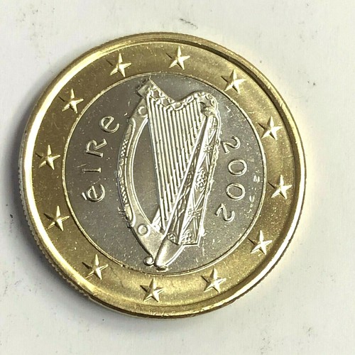 2002 IRELAND 1 EURO, Eire Celtic Harp Bimetallic Coin, KM#38