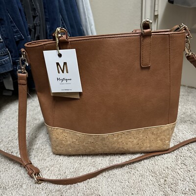 MIZTIQUE DESIGNER COLLECTION TONED LEATHER/CORK DOUBLE STRAPPED HANDBAG  PURSE