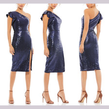 NWT $358 Ieena for Mac Duggal [ 8 ] Sequin One-Shoulder Cocktail Dress #G1051