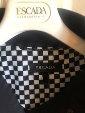 Nwt Elegant Escada Black ( Black And White Checkered Lined) Rain Trench Coat