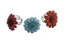 Set of Three Leather Flower Rings (002)
