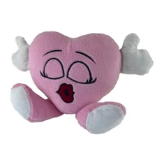 Vintage HugFun International Studded Animal Plush Cartoon Heart Pink Smile Face 
