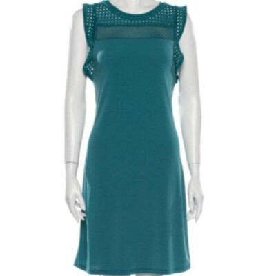 NEW NWT MICHAEL KORS Perforated Sleeveless Dress Teal Blue Shift Mesh Wedding XS