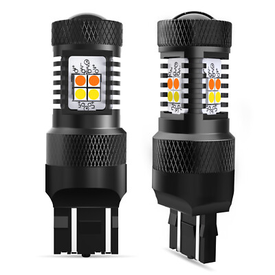 Switchback LED Turn Signal Light Lamp Dual Color 7443 7444 AMBER WHITE AA AUXITO