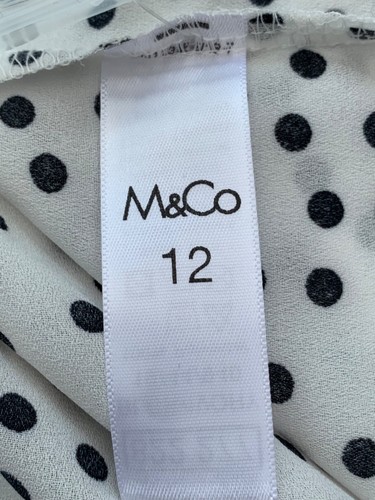 M&Co Women's Sleeveless Blouse Size 12 White Black Spots - Picture 5 of 7