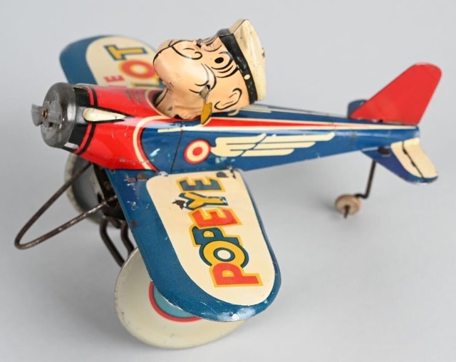 VINTAGE 1940S MARX WIND UP TIN TOY POPEYE THE PILOT AIRPLANE eBay