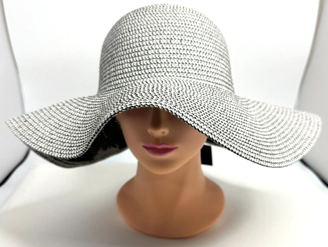 David and Young Women's Paper Straw Sun Hat Gray/White, One Size